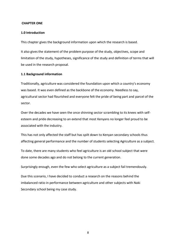 Page 1 – Reasons for low selection of Agriculture subject in Kenyan secondary schools – Kenyaplex