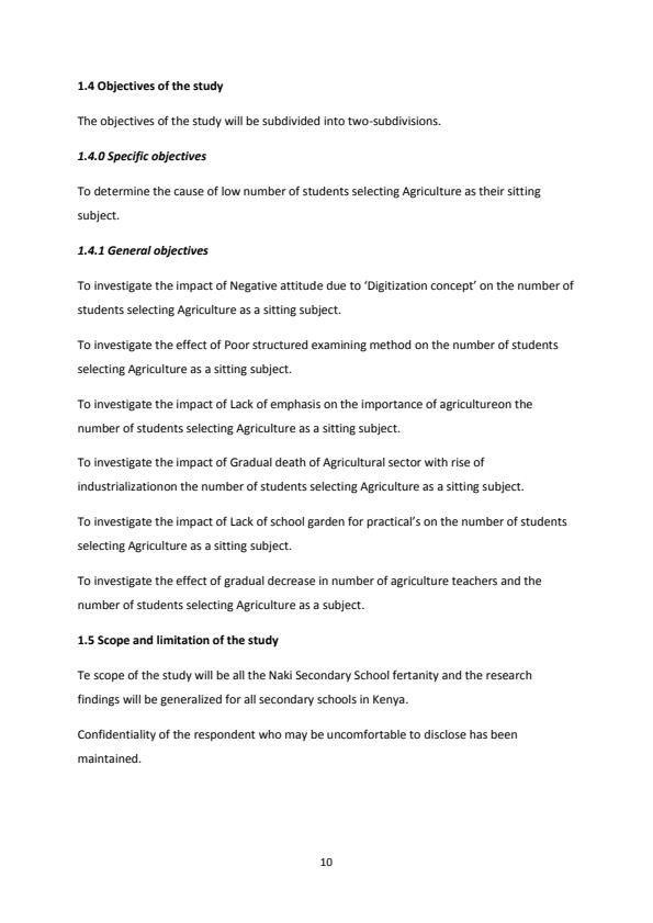 Page 3 – Reasons for low selection of Agriculture subject in Kenyan secondary schools – Kenyaplex