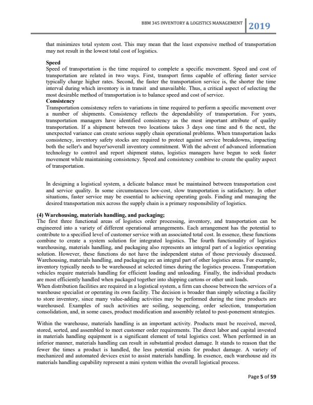 Page 4 – BBM 345: Inventory and Logistics Management Notes – Kenyaplex