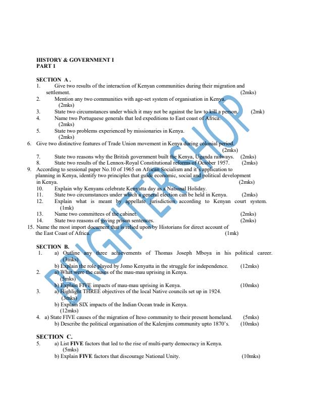 Page 1 – Top Student History and Government Revision Kit – Kenyaplex