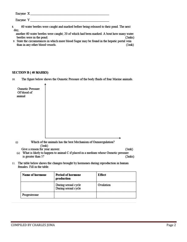 Page 2 – New Biology Paper 1 Revision Booklet – Kenyaplex