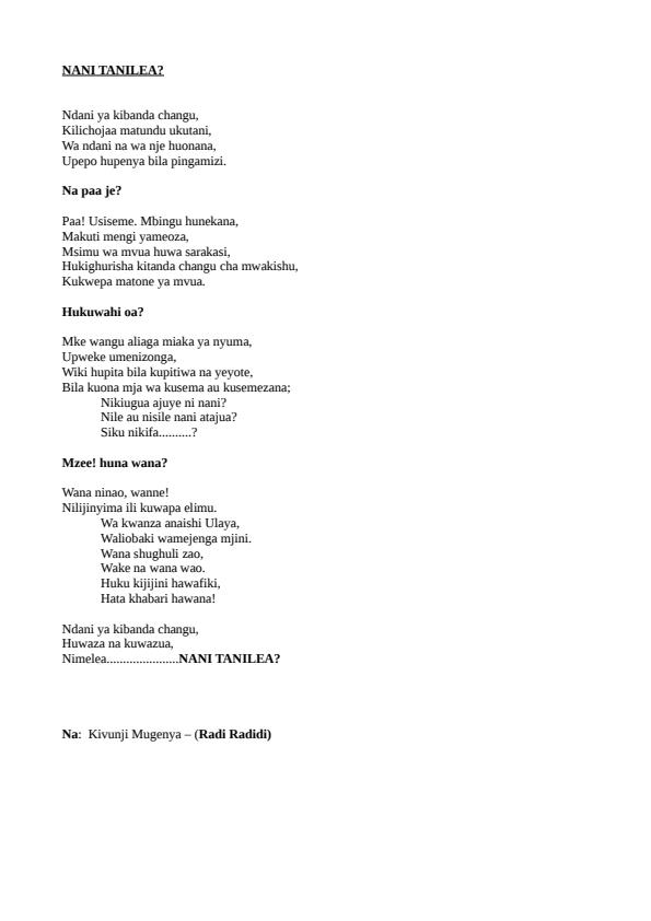 Page 1 – Mifano ya Mashairi Huru Kwa Wanafasihi Andishi – Kenyaplex