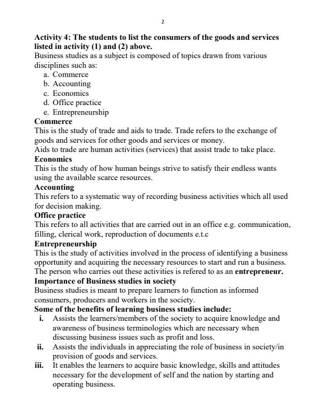 Page 2 – Form 1 to Form 4 Business Studies Notes – Kenyaplex