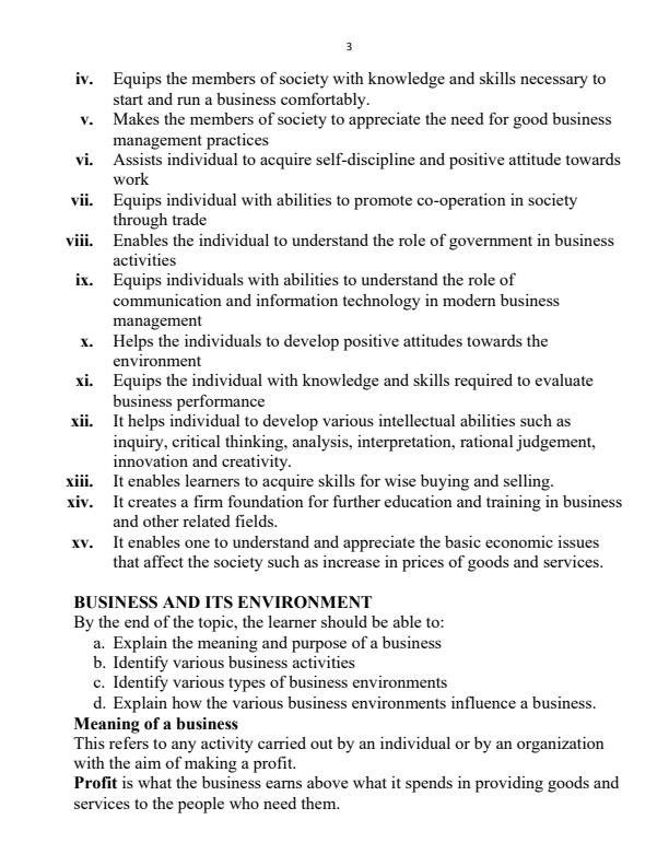 Page 3 – Form 1 to Form 4 Business Studies Notes – Kenyaplex