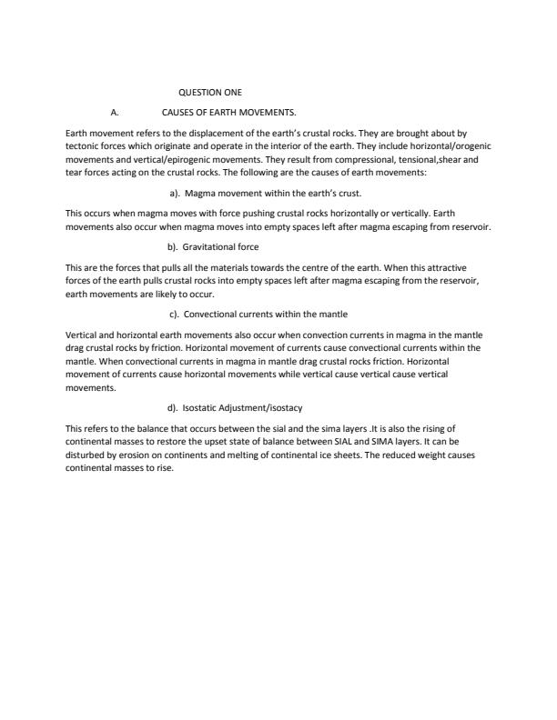 Page 1 – Questions and Answers on Weathering and Earth Movements – Kenyaplex