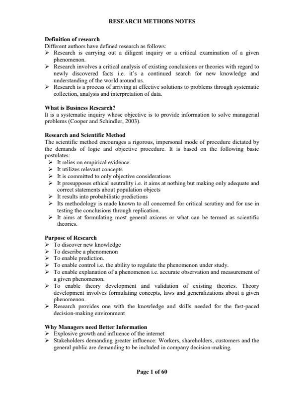 Page 1 – Bcm 3251: Research Methods Notes – Kenyaplex