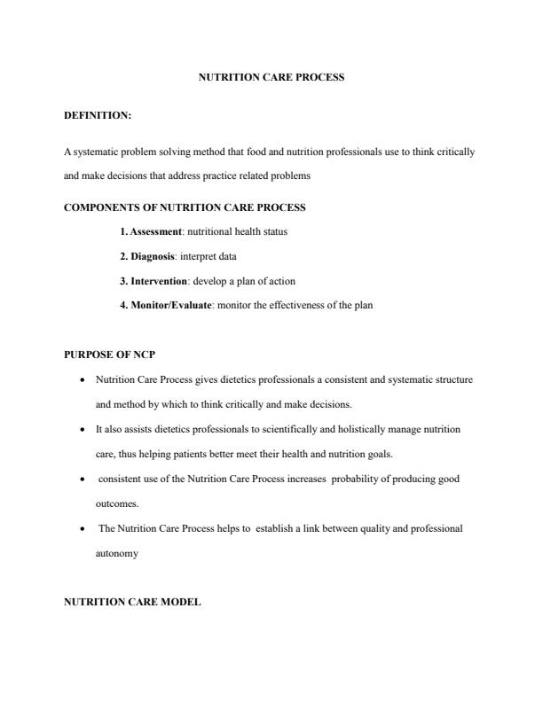 Nutrition Care Process Notes 3767