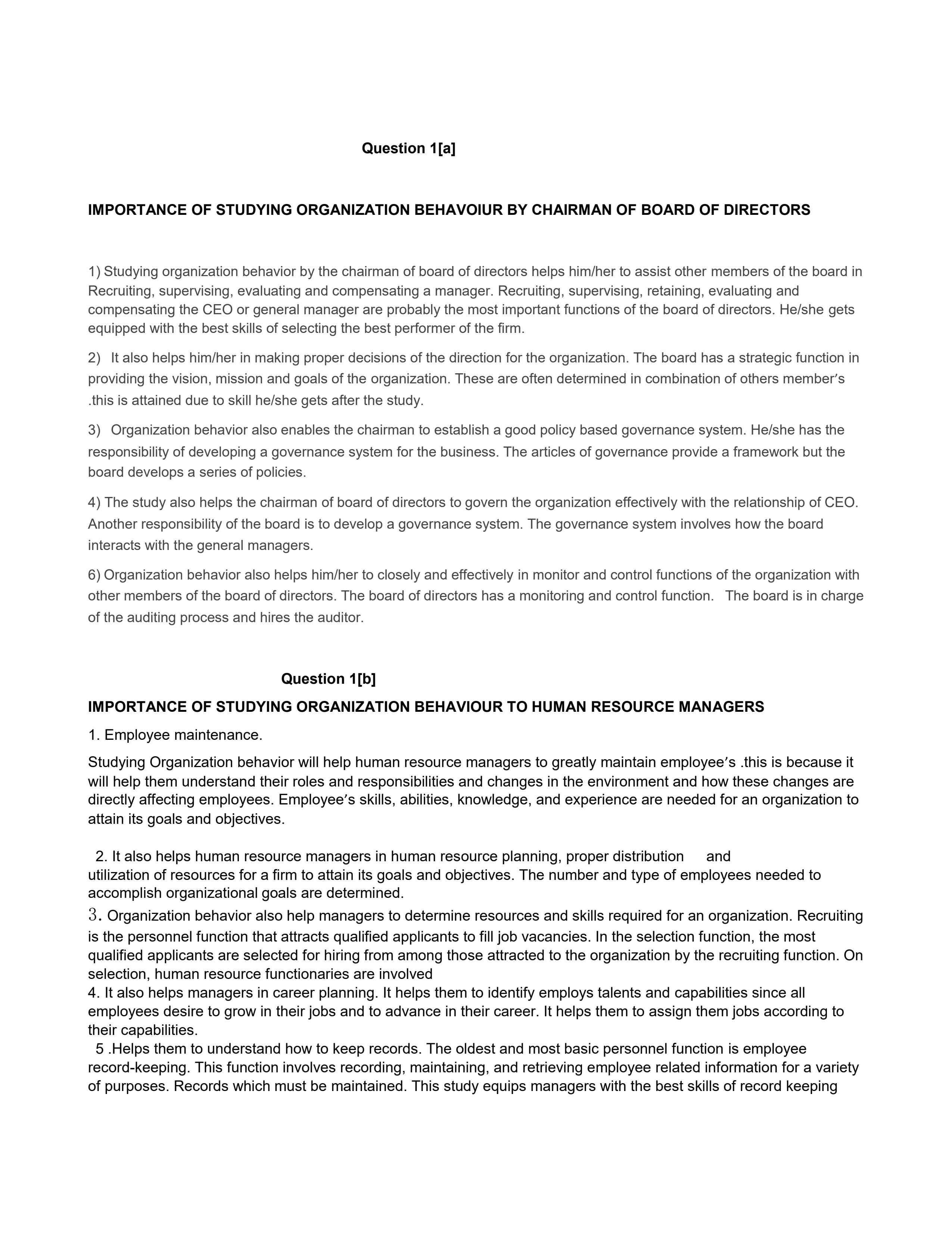 Page 1 – BUSS 326: Organisation Behavior Questions and Answers – Kenyaplex