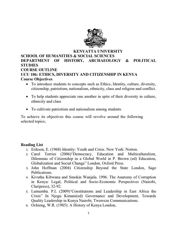 Page 1 – UCU 106: Ethics, Diversity and Citizenship in Kenya Notes – Kenyaplex