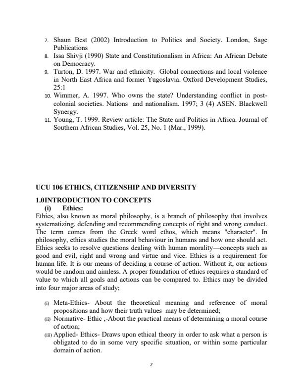 Page 2 – UCU 106: Ethics, Diversity and Citizenship in Kenya Notes – Kenyaplex