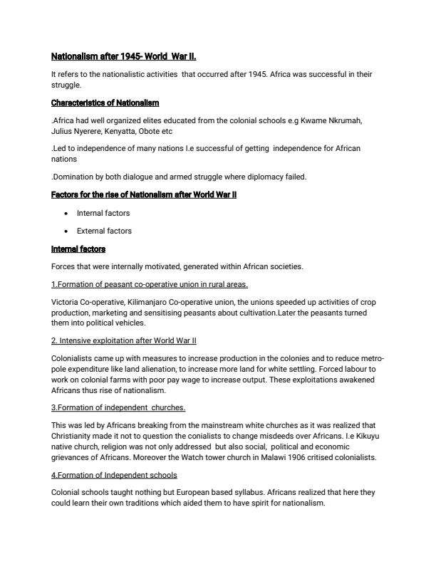 Page 1 – DPS 103: Politics and Government in Africa Notes on Nationalism after 1945 - World War II – Kenyaplex