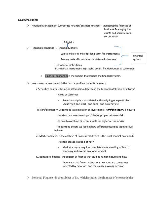 Page 2 – Introduction to Financial Management Notes – Kenyaplex