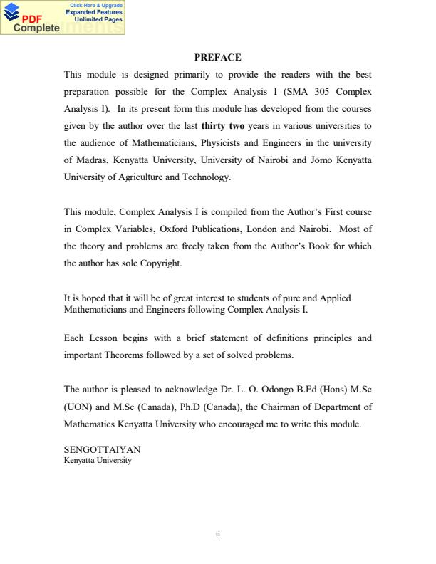 Page 1 – SMA 305: Complex Analysis 1 Notes – Kenyaplex