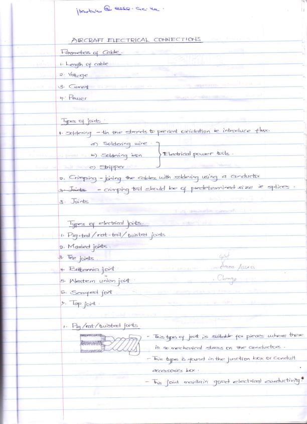 Page 1 – Aircraft Electrical Joints Notes – Kenyaplex