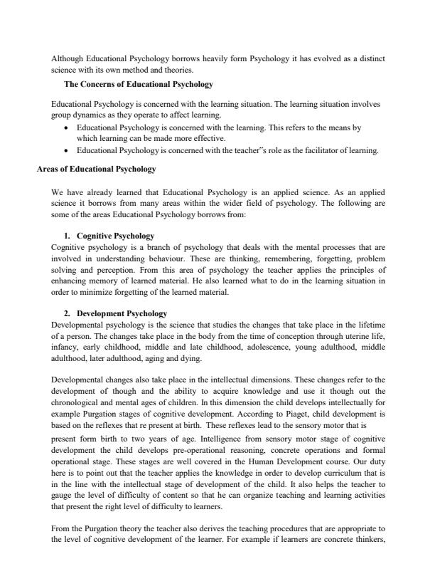 Page 4 – BEP 1104: Introduction to Educational Psychology Notes MKU – Kenyaplex