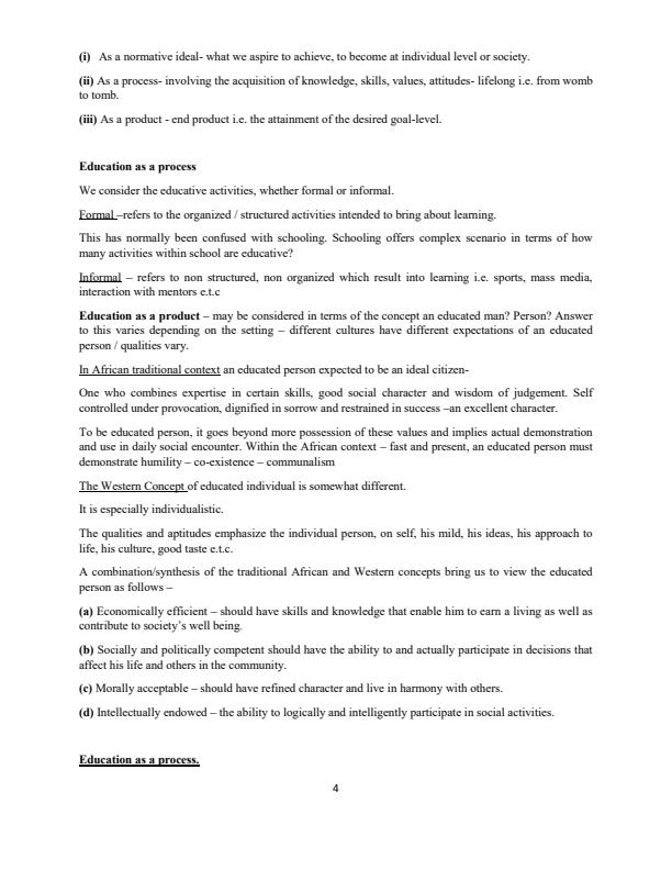 Page 4 – EDU 110: Introduction to Education I Notes – Kenyaplex