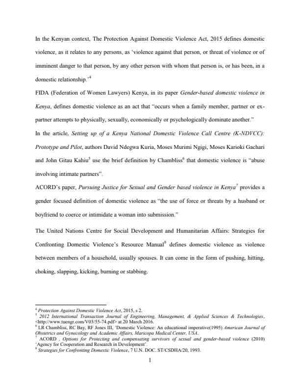 Page 2 – The extent to which the protection against domestic violence act, 2015 can offer protection to men and women victims of domestic violence in Kenya – Kenyaplex