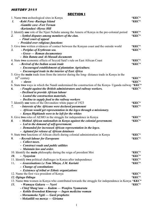 History and Government Prediction Questions and Answers Form 14 4079