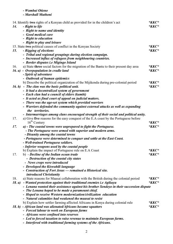 Page 2 – History and Government Prediction Questions and Answers Form 1-4 – Kenyaplex