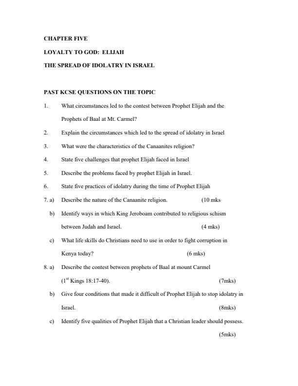 Page 1 – CRE Revision Questions and Answers For Form 1 to Form 4 – Kenyaplex