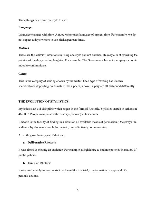 Page 2 – BLA 2212 Stylistics and Literary Techniques Notes – Kenyaplex