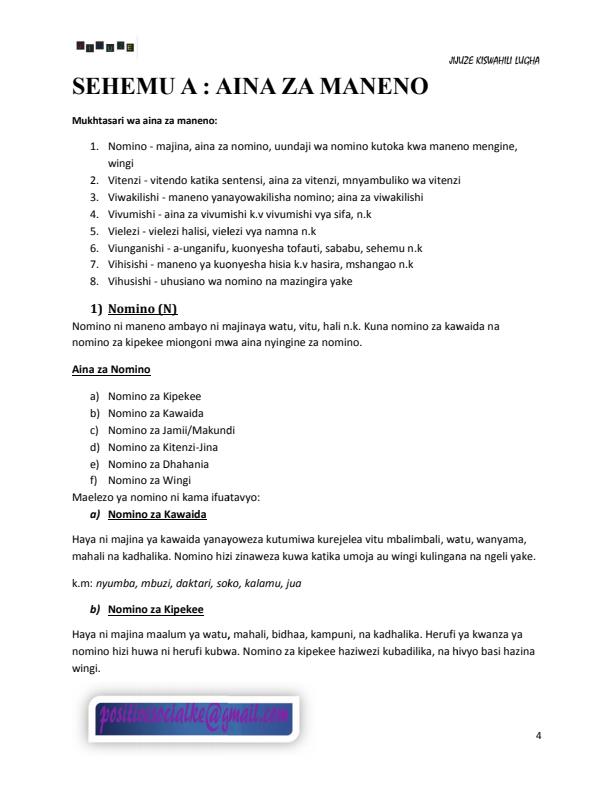 Page 2 – Kiswahili Lugha na Isimu Jamii Notes Form 1, Form 2, Form 3 and Form 4 – Kenyaplex