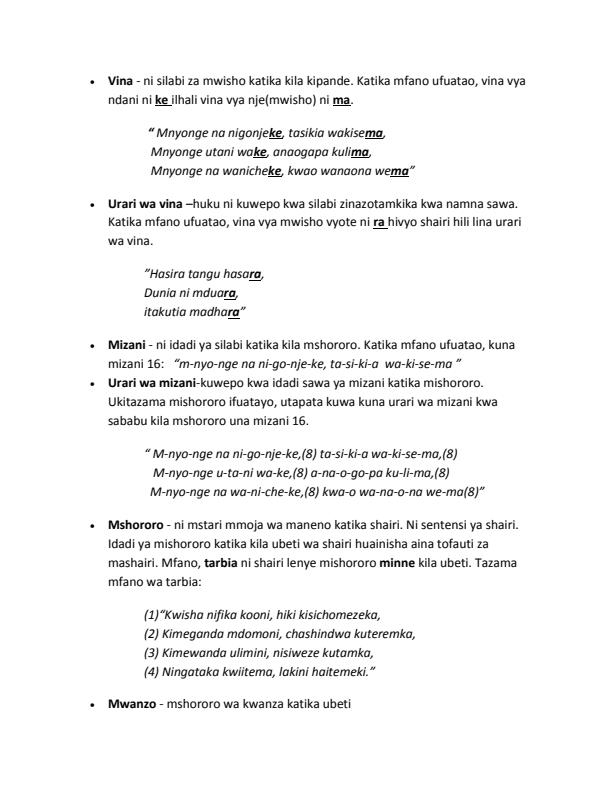 Page 2 – Ushairi Complete Notes Form 1- Form 4 – Kenyaplex