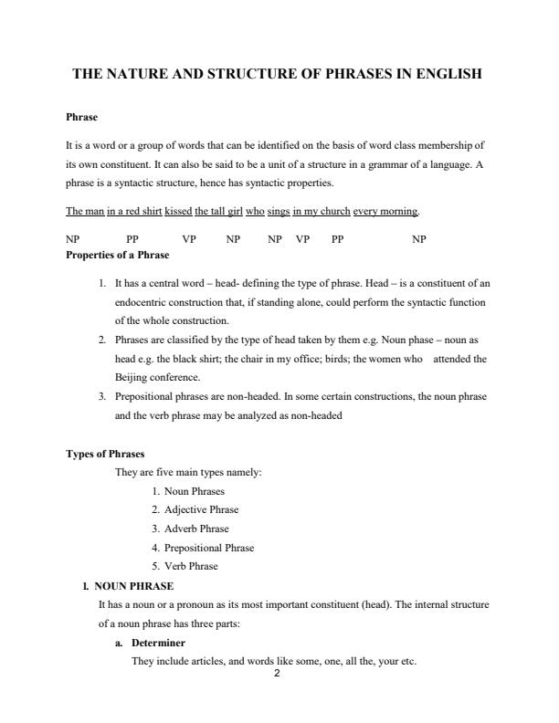 Page 2 – BLA 2211: Description of Modern English Notes – Kenyaplex