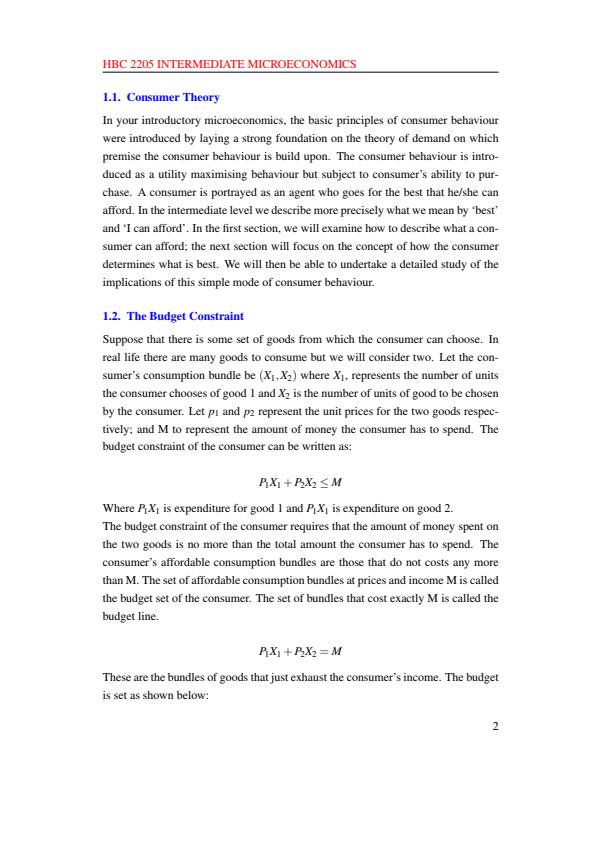 Page 1 – HBC 2205: Intermediate Microeconomics Notes – Kenyaplex