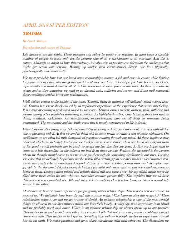 Page 1 – Causes and effects of trauma and how to deal with trauma – Kenyaplex