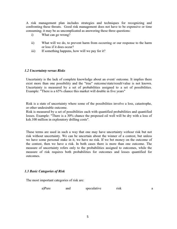Page 2 – DAF 1211: Principles of Risk Management and Insurance Notes – Kenyaplex