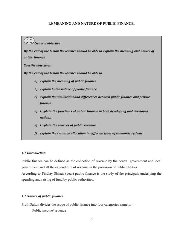 Page 2 – BFM 321: Public Finance 1 Notes – Kenyaplex