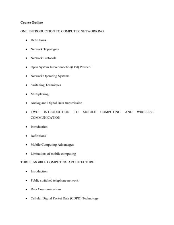 Page 2 – BIT4201 Mobile Computing Notes – Kenyaplex