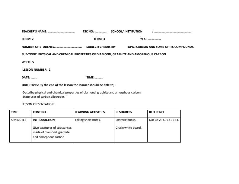 Page 3 – Chemistry Form 2 Term 3 Lesson Plans Week 5, 6, 7, 8, 9 and 10 – Kenyaplex