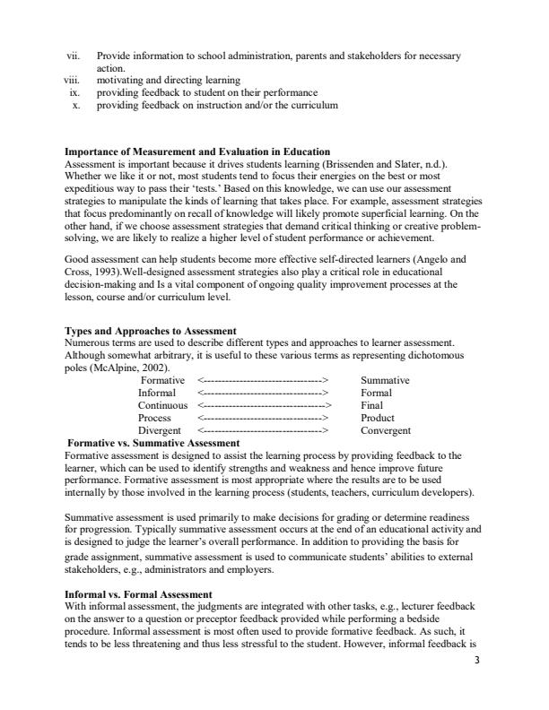 Page 3 – BEP 3101: Educational Measurement and Evaluation Notes – Kenyaplex
