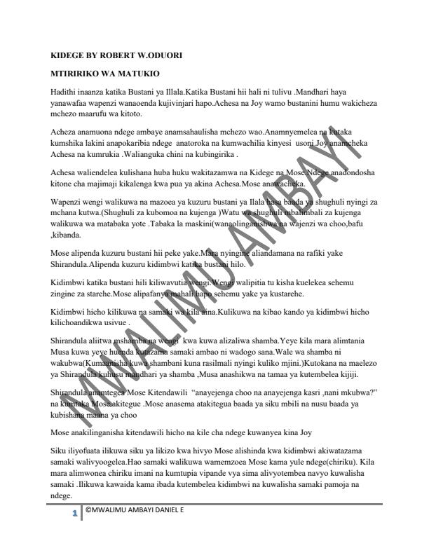 Page 1 – Kidege - Tumbo Lisiloshiba – Kenyaplex