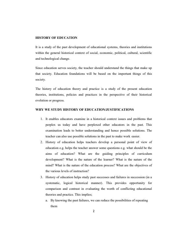 Page 2 – BEP 1101: Historical Foundations of Education Notes – Kenyaplex