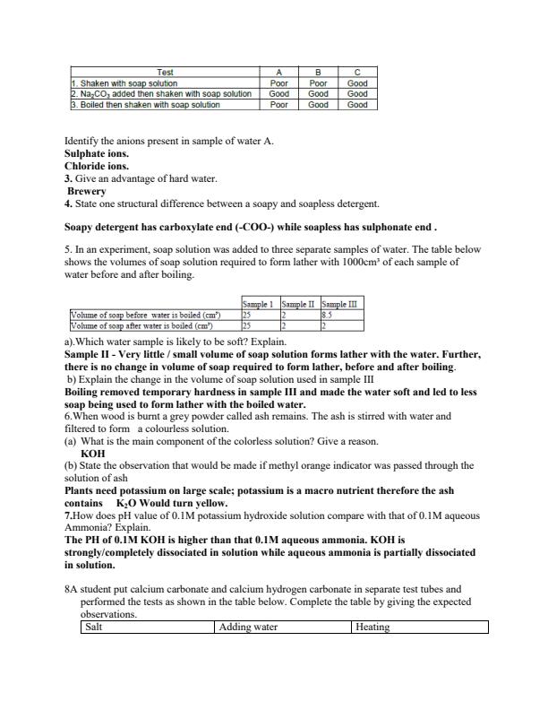Page 2 – Form 4 Chemistry: Acids, Bases and Salts Topical Questions and Answers – Kenyaplex
