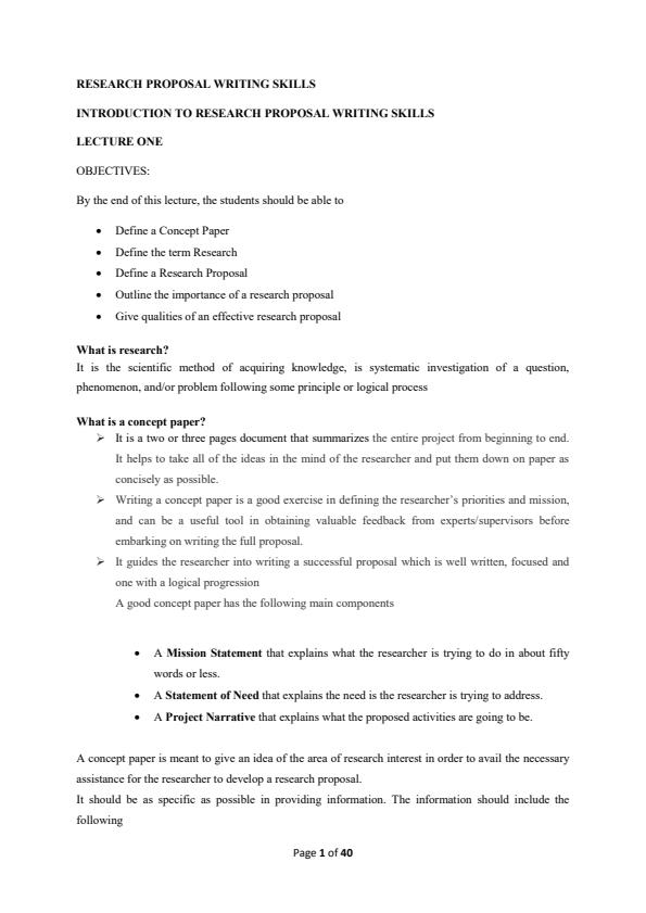 Page 1 – Research Proposal Writing Skills Notes – Kenyaplex