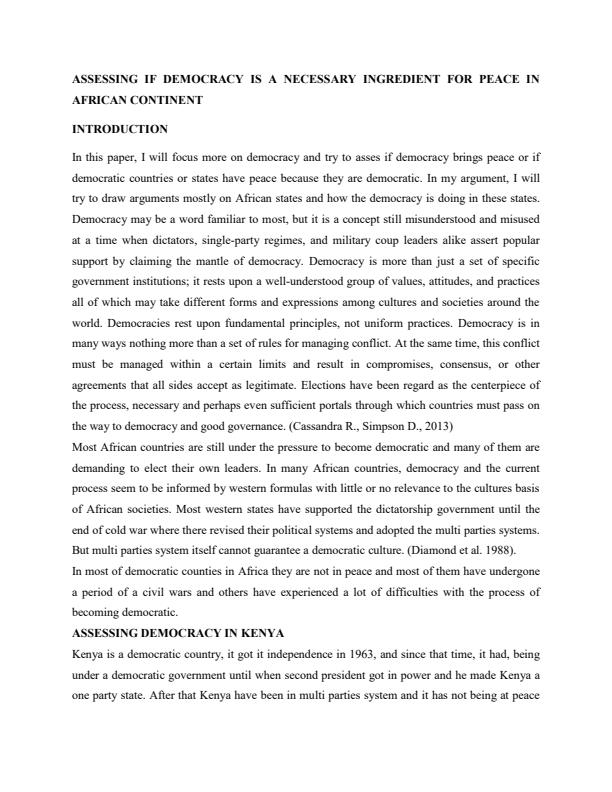 Page 1 – Assessing of democracy is a necessary ingredient of peace in African continent – Kenyaplex