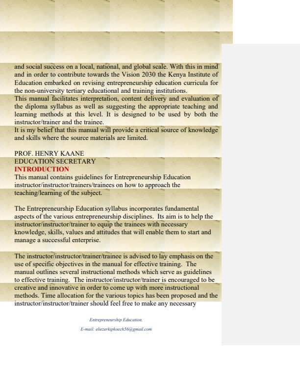 Page 2 – Entrepreneurship Education Notes – Kenyaplex