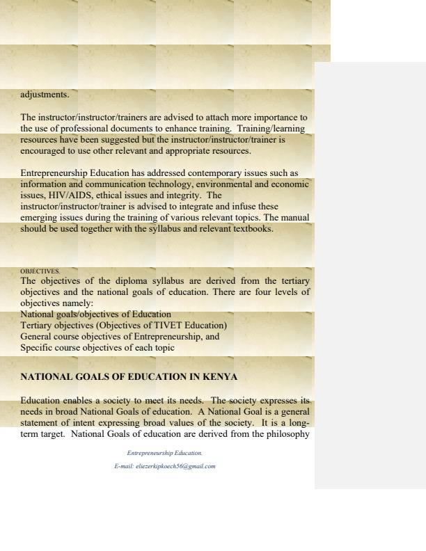 Page 3 – Entrepreneurship Education Notes – Kenyaplex