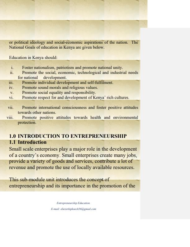Page 4 – Entrepreneurship Education Notes – Kenyaplex