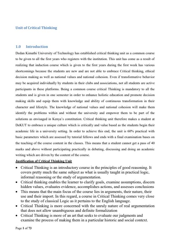 Page 1 – UCU 103 Critical Thinking and Logic Notes – Kenyaplex