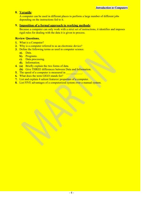 Page 4 – Introduction to Computers Notes for Diploma in IT – Kenyaplex