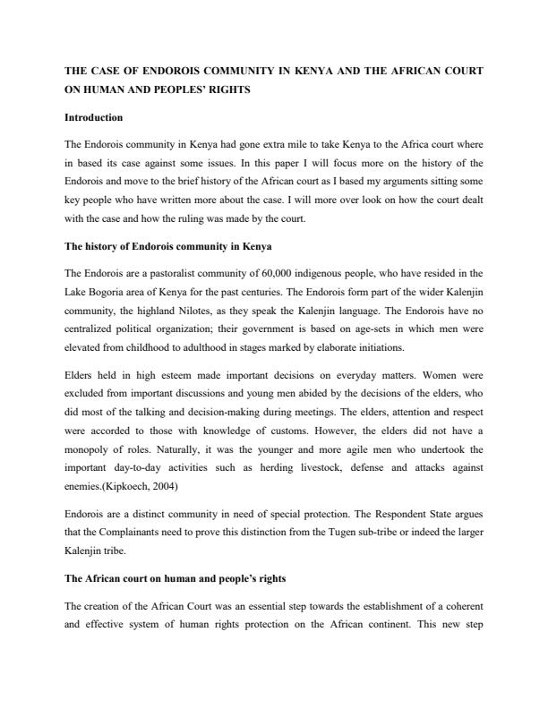 Page 1 – The case of Endorois community in Kenya and the African court on human and peoples’ rights – Kenyaplex