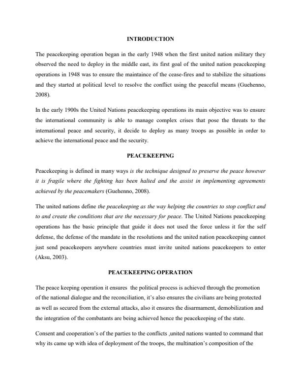Page 1 – Politics of peacekeeping: What influences countries choices in deploying peace keeping troops: case study of china and India? – Kenyaplex