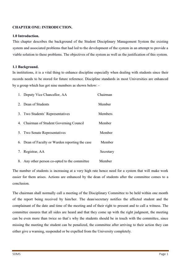 Page 1 – Full project documentation on students disciplinary management system – Kenyaplex