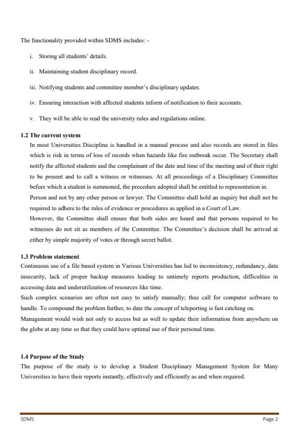 Page 2 – Full project documentation on students disciplinary management system – Kenyaplex