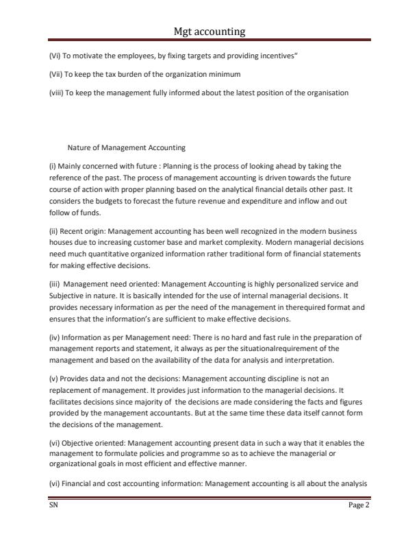 Page 2 – Management Accounting Notes – Kenyaplex